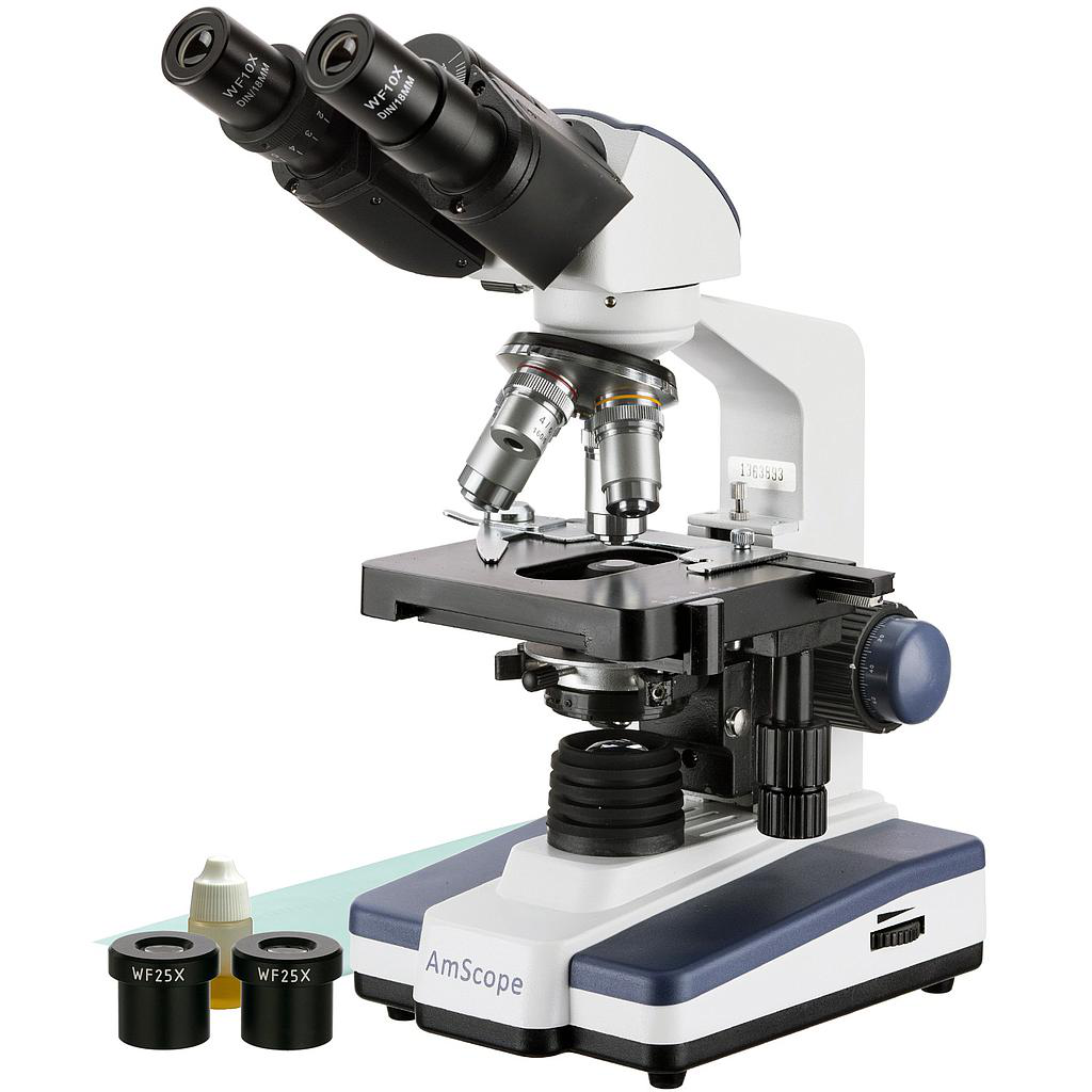 Microscopio binocular de laboratorio 40X-2500X LED con etapa 3D Amscope  B120C