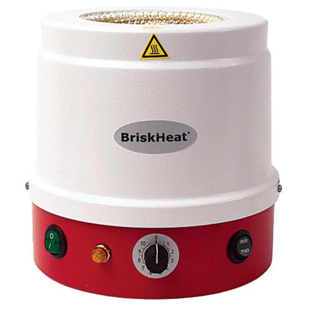 Manta calefactora con carcasa metálica y control de porcentaje de tiempo integrado para matraz de fondo redondo, capacidad de 2000 ml, 240 V, 545 W BriskHeat HM2000MC2