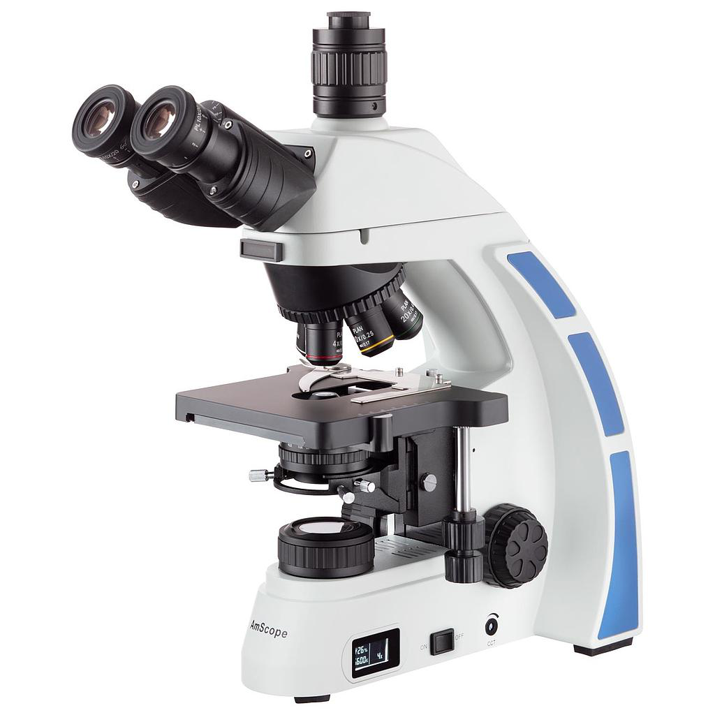 Microscopio de compuesto trinocular de grado de investigación de laboratorio Koehler 40X-1000X Amscope T570