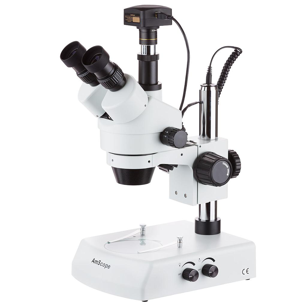 Microscopio estéreo LED Trinocular con zoom 3.5X-180X y 10MP USB3 Cámara Amscope SM-2TZZ-LED-10M3