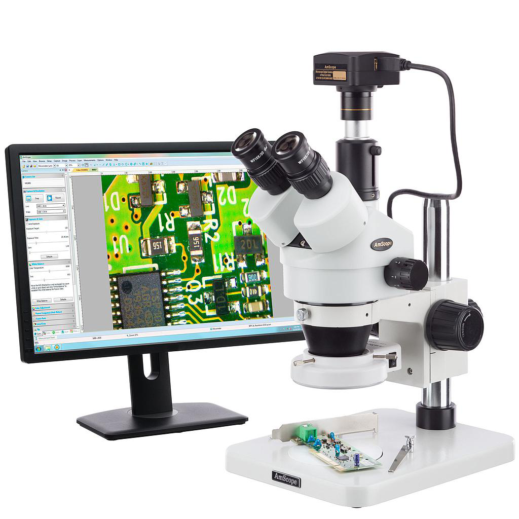 Microscopio estéreo con zoom de 3.5X-90X 144-LED + cámara digital de 14MP USB3.0 Amscope SM-1TSZ-144S-14M3