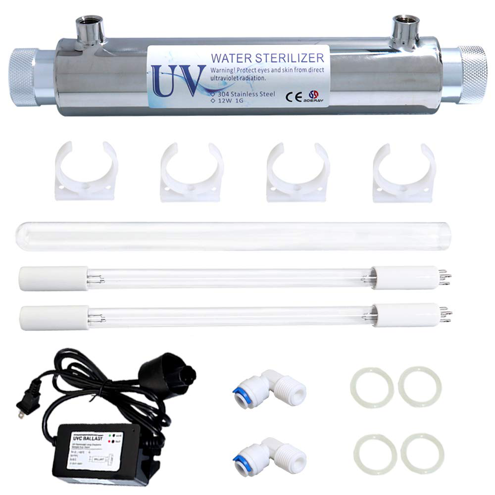 Purificador/esterilizador de agua  con lámpara UV, mangas de cuarzo, balasto electrónico, 1 GPM de 12 W