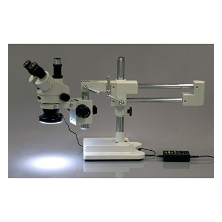 Microscopio estéreo trinocular 3.5X-90X con anillo de luz de 144 LED de 4 zonas AmScope SM-4TZ-144A