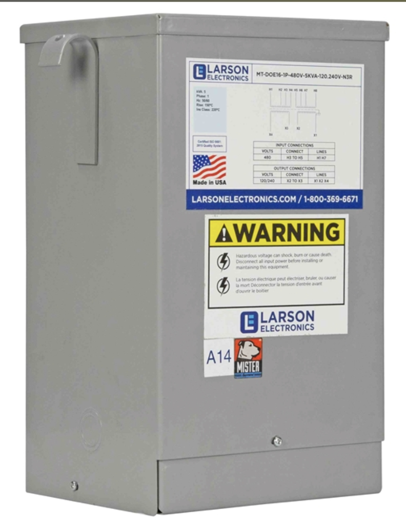 Transformador de Aislamiento 5 kVA, Primario 120/240 V AC – Secundario 240 V AC, NEMA 3R, Monofásico, Totalmente Encapsulado