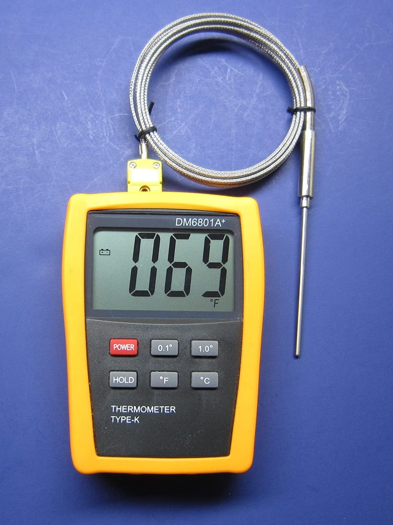 Termómetro termopar tipo K y sonda de inserción de acero inoxidable de 3&quot; hasta 500°C