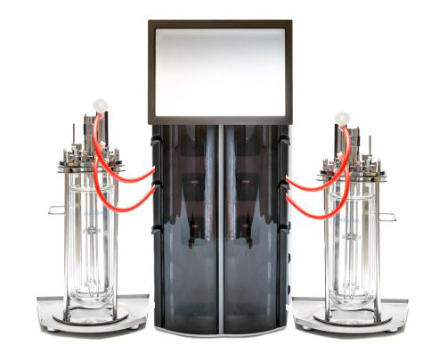Bioreactor de 2 canales de 1 litro cada frasco, Marca Biostream Modelo BioBench Twin