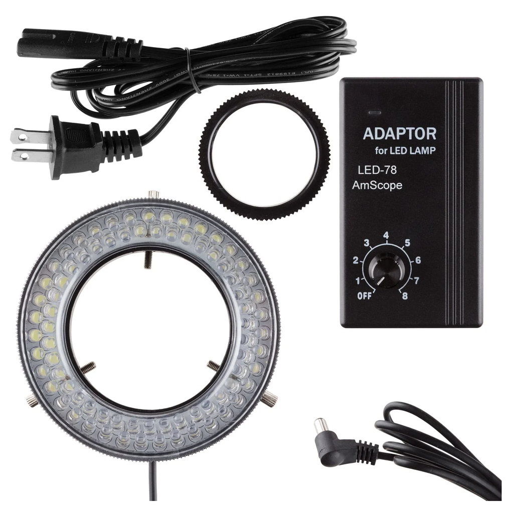 Anillo de luz LED para microscopio de 78 LED con controlador Amscope LED-78