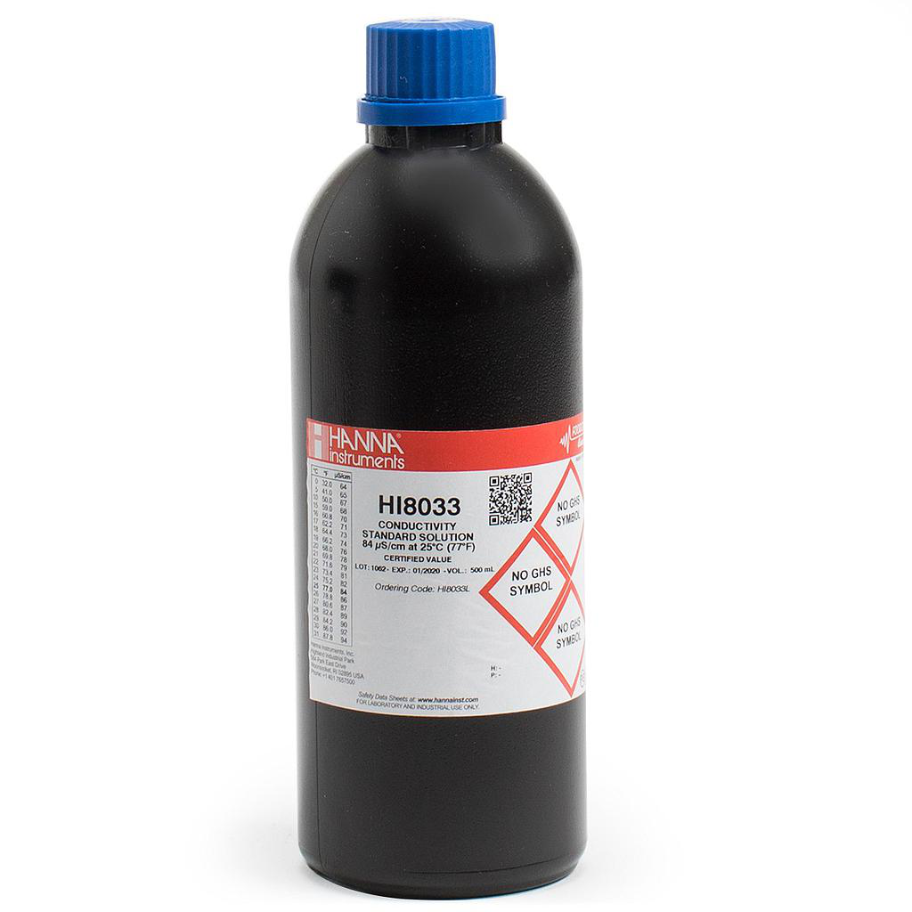 Estándar de conductividad de 84 µS/cm  en frasco FDA (500 ml) Hanna Instruments HI8033L