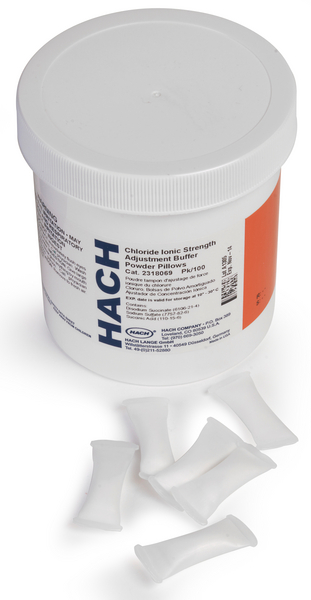 Almohadillas de polvo de ajuste de fuerza iónica de cloruro (ISA), paquete / 100 Hach 2318069