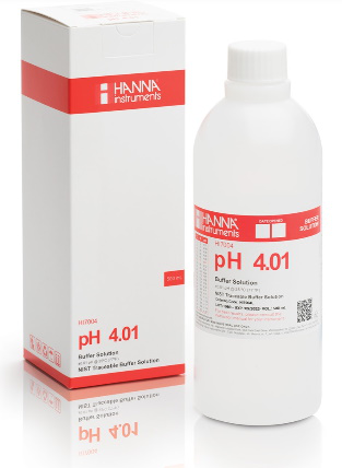 Solución de tampón de calibración pH 4.01 de 500 ml Hanna HI7004L