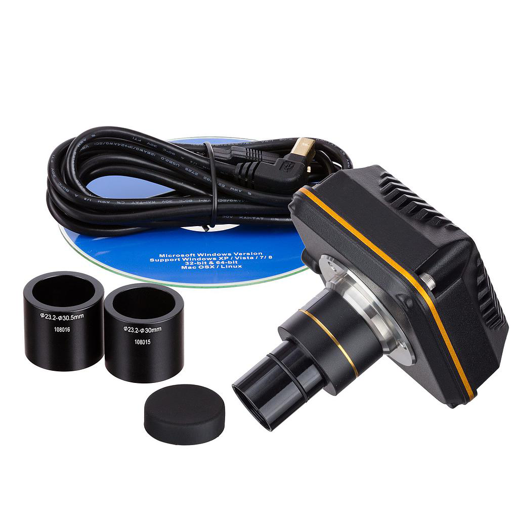 Cámara de microscopio de montaje en C CMOS en color de alto rendimiento USB 3.0 de 14MP con lente de reducción Amscope MU1403B