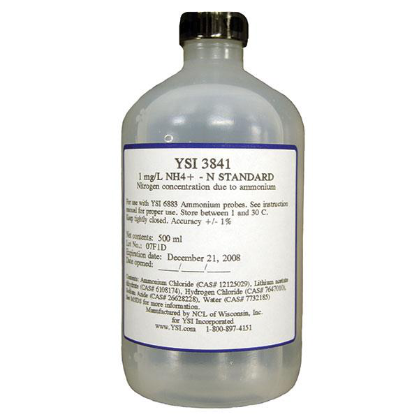 Solución estándar de Amonio: 1 mg/L, frasco de 500 mL, marca YSI , código 003841