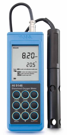 Medidor de Oxígeno Disuelto Portátil 4 m /13' Hanna Instruments HI9146 con sonda OD