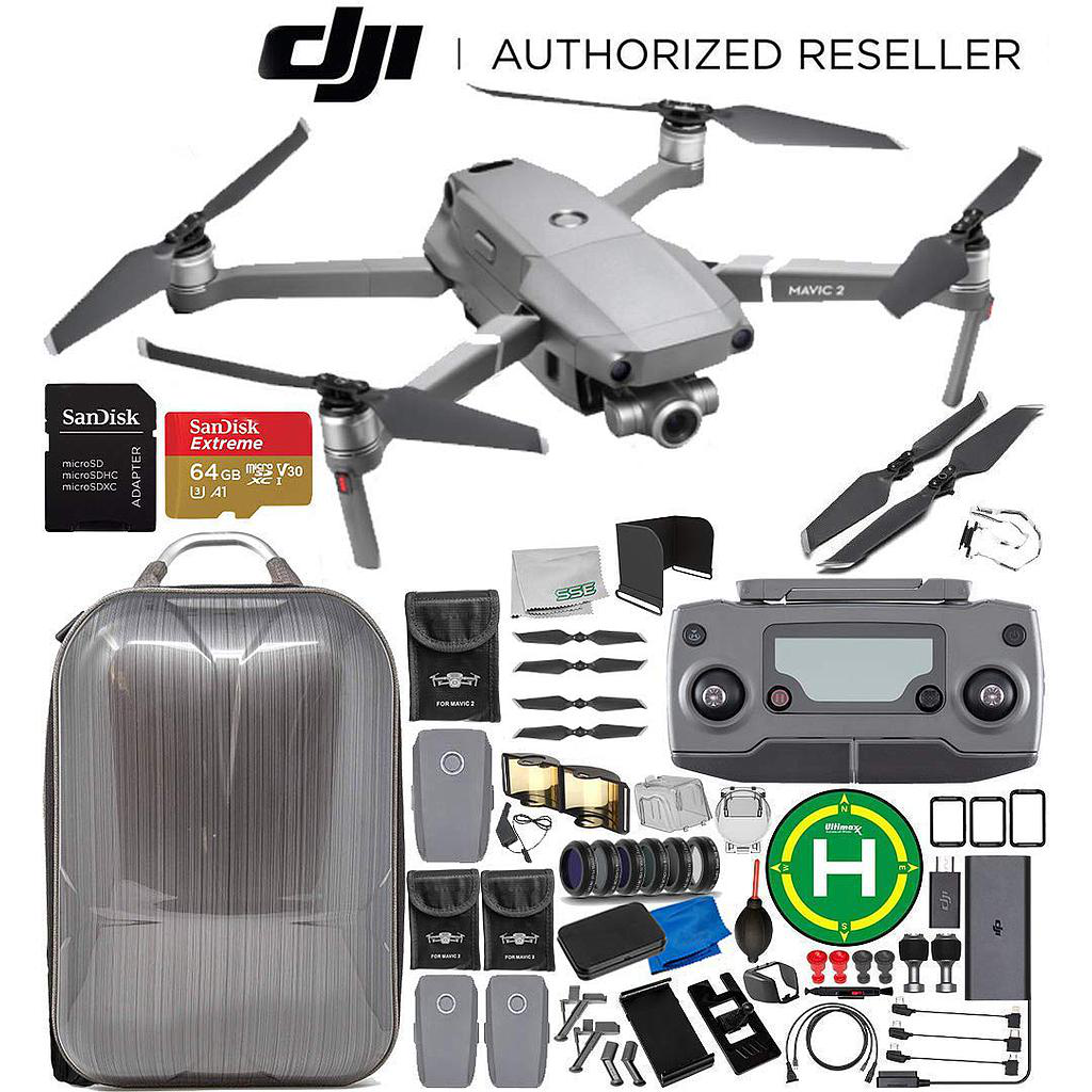 DJI Mavic 2 Zoom Drone Quadcopter con cámara de zoom óptico de 0.945 – 1.890 in 64 GB Ultimate 3 Batería Bundle