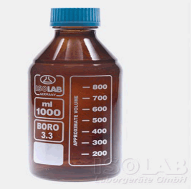 FRASCO DE VIDRIO AUTOCLAVABLE AMBAR BORO 3.3 X 500 ML - ISOLAB ALEMAN