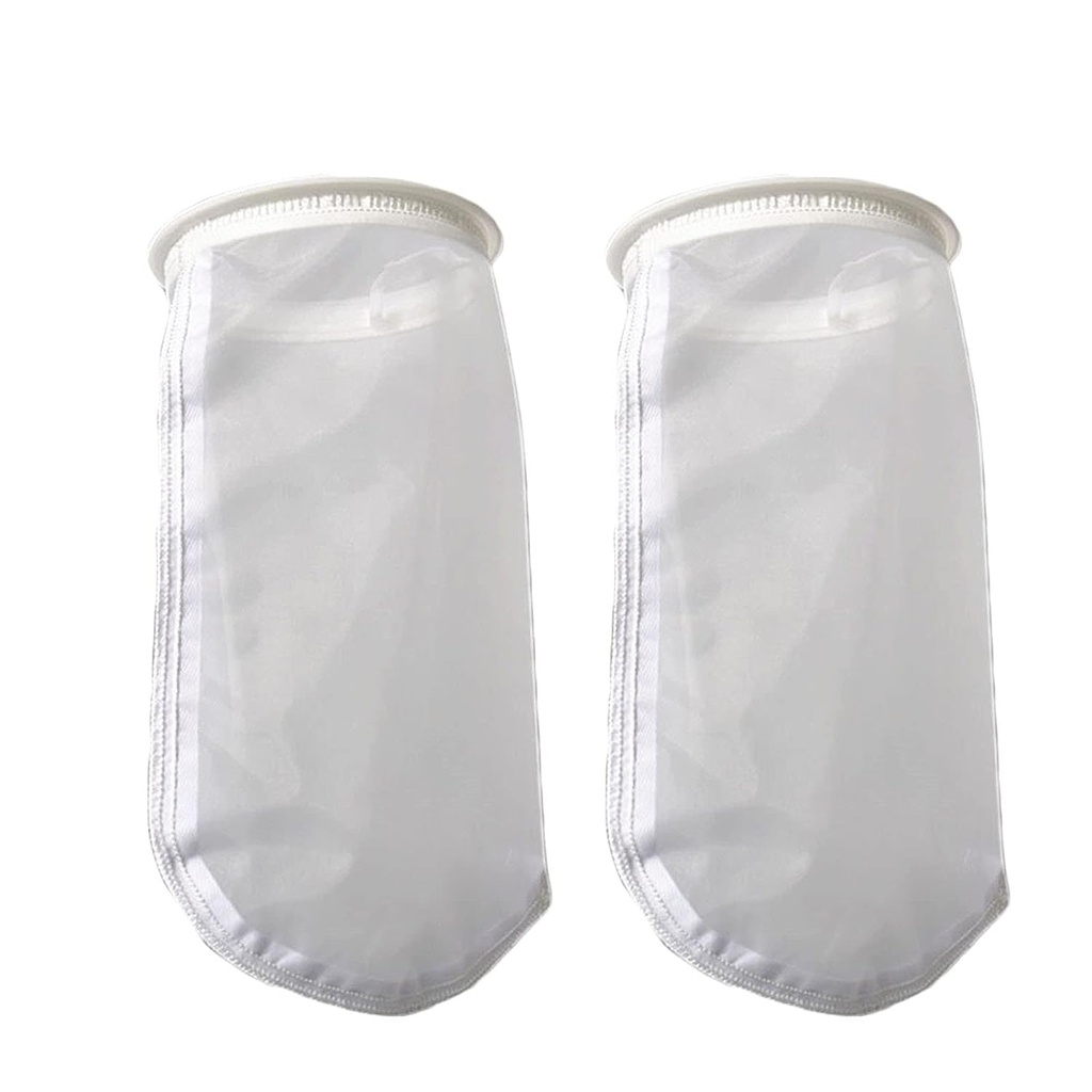 Paquete de 2 calcetines de filtro de malla de nailon NMO 500 micras, anillo de 7 pulgadas por bolsa de 18 pulgadas de largo
