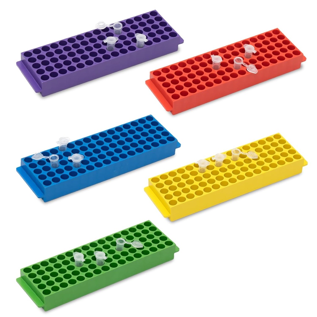 5 unidades de soportes para tubos de microcentrífuga, soportes para viales con 80 pocillos, soporte de un solo panel para tubos centrífugos de Φ11,4 mm para laboratorio científico, almacenamiento de muestras (colores surtidos)