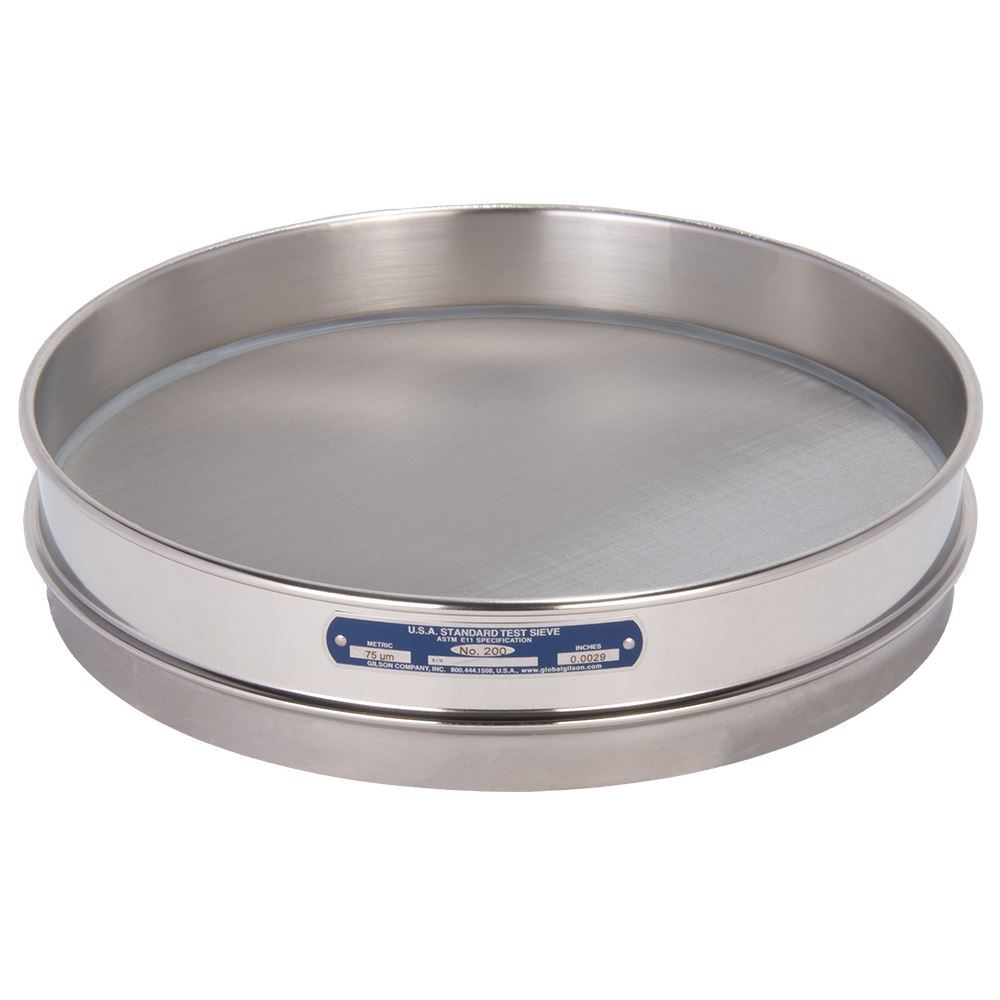 Tamiz 12&quot; Acero Inoxidable, altura completa, 3-1/2&quot; Norma ASTM E11 Marca Gilson Modelo V12SH 3-1/2 &quot;