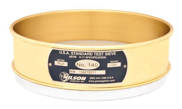 Tamiz 8&quot; Latón/malla de Acero inoxidable N° 10 altura Completa GILSON V8CF # 10