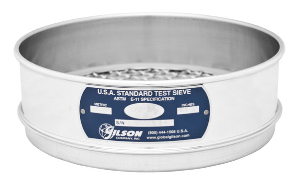 Tamiz de Suelo de 8&quot; Acero Inoxidable Altura Completa, Norma ASTM E11 Nº 35 (500 µm) / Marca Gilson / Modelo V8SF # 35