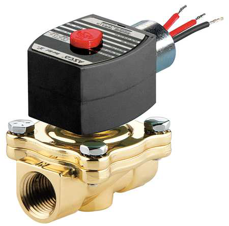 Válvula solenoide de servicio general operada por piloto con cuerpo de latón, tamaño de tubería de 3/4", 2 vías normalmente cerradas, sellado de nitrilo butileno, orificio de 3/4", flujo de 6,5 CV, 24 V/CC ASCO 8210G003