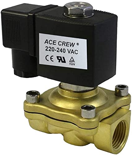 Válvula solenoide de latón NPT de 1 pulgada CA 220V-240V NORMALMENTE ABIERTA AceCrew