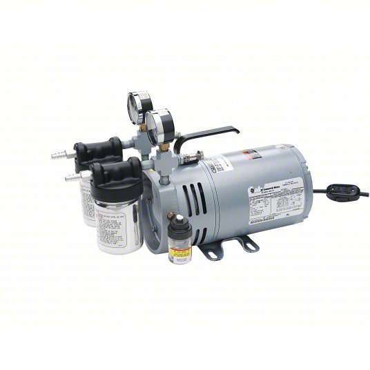 Bomba de vacío 0,25 hp, monofásica, 115/208-230 V CA, 4,2 cfm, 26 in Hg de vacío máx. GAST 0523-V4-G588NDX