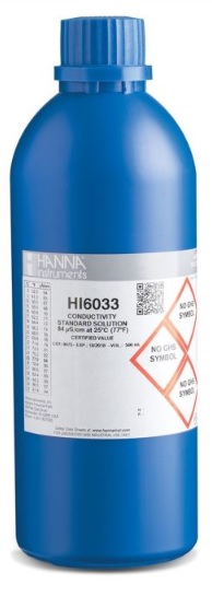 Solución Estándar de Conductividad de 84 µS/cm en Frasco a Prueba de Luz (500mL) - HI6033