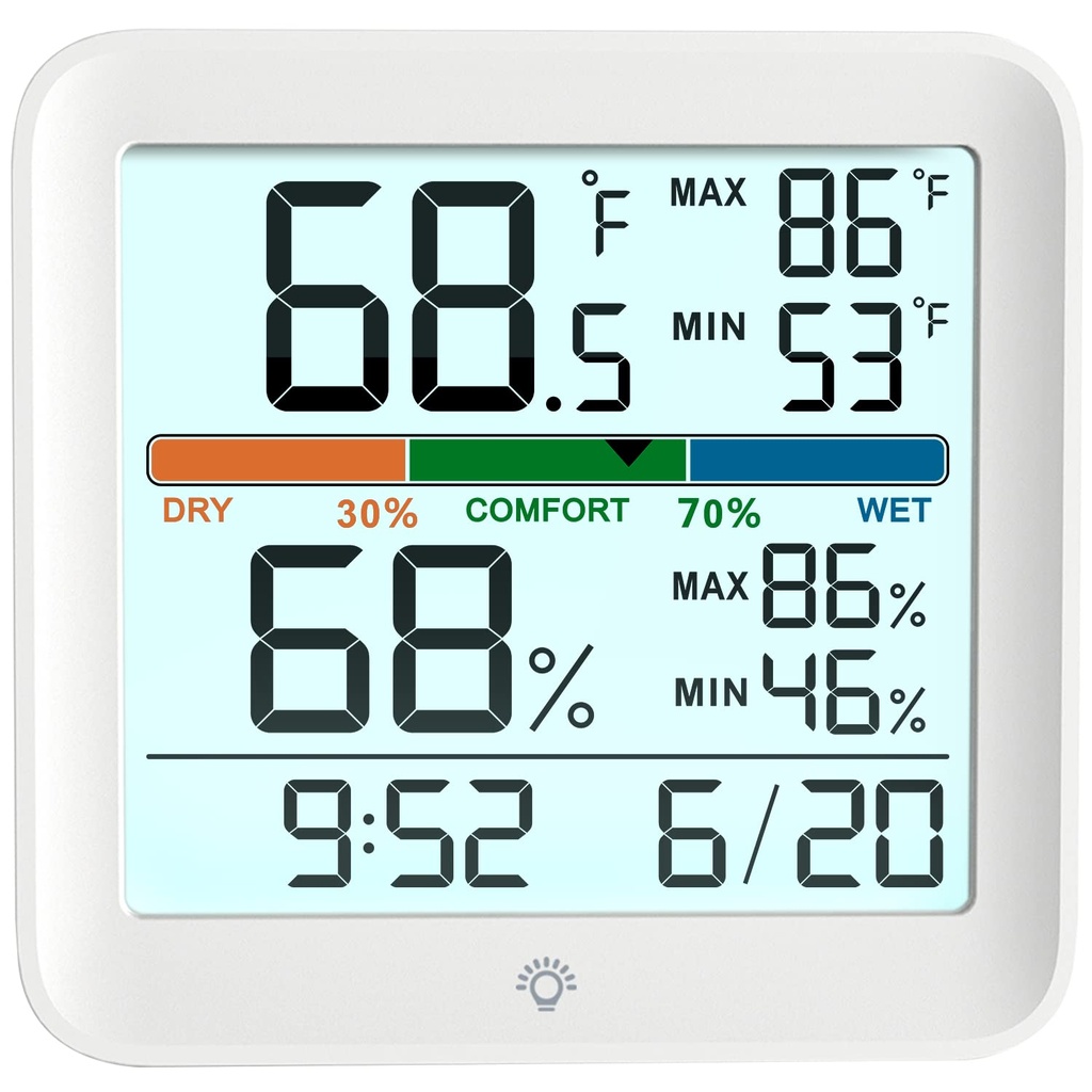 Higrómetro digital para interiores, medidor de humedad con pantalla táctil,  indicador de humedad, termómetro de habitación con medidor de humedad para