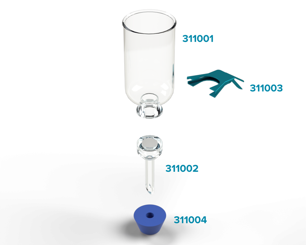 Portafiltros de microanálisis de vidrio, 13 mm; 100ml (para uso con membranas de 25 mm) KG13A