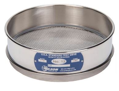 Tamiz de 8 pulgadas de acero inoxidable, altura media, malla número 12  Marca: Gilson Modelo: V8SH número 12