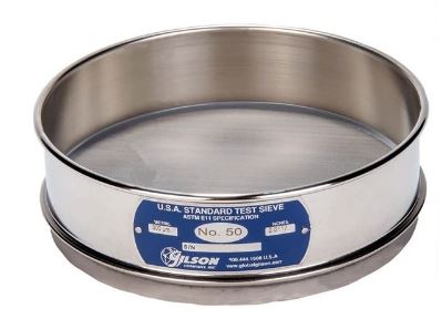 Tamiz de 8 pulgadas de acero inoxidable, altura media, malla número 50 Marca: Gilson Modelo: V8SH número 50