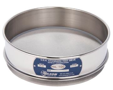 Tamiz de 8 pulgadas de acero inoxidable, altura media, malla número 100  Marca: Gilson Modelo: V8SH número 100