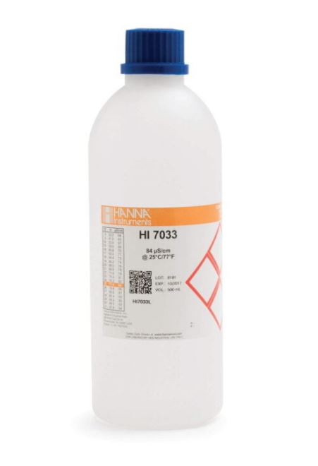 Solución de conductividad 84 µS/cm (500 mL) Hannah HI-7033L