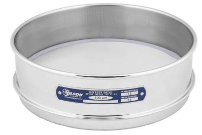 Tamiz ASTM 8 pulgadas, acero inoxidable, altura completa, 100 µm