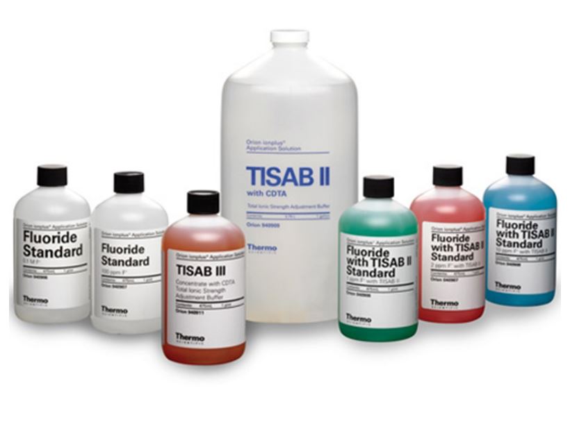 Solución patrón de calibración para electrodo selectivo de ion fluoruro (ISE), premezclada con TISAB II Thermo Scientific, 475 mL, modelo 040908