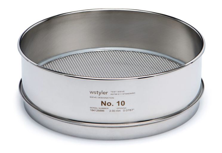 Tamiz No. 10, 2 mm, 8" Full Height inoxidable W.S. Tyler 5194