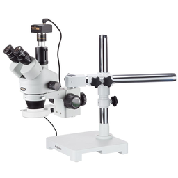 Microscopio estéreo con soporte de la pluma LED trinocular 3.5X-90X + cámara de 5MP AmScope SM-3TZ-54S-5M