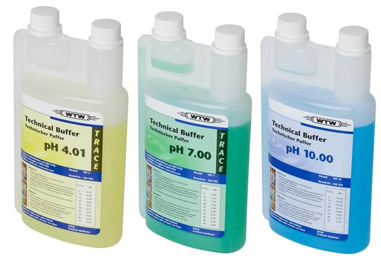 Soluciones tampón de pH técnico, 4.01, 7 y 10 de 1 litro WTW