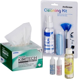 Kit de Limpieza de Microscopio y Cámara para Lentes, Cuerpo y TV o Pantallas de Computadora/ Amscope CLS-CKI-KIM